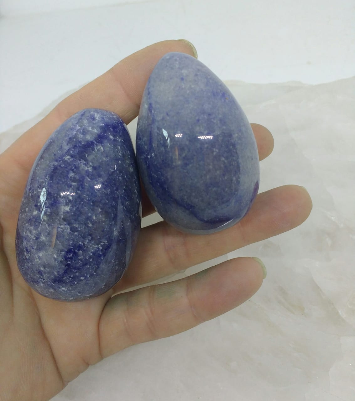 Stones from Uruguay - Blue Quartz Crystal Yoni Eggs