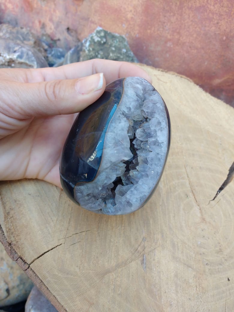Stones from Uruguay - Natural Agate Druzy Egg for Home, Decor or Gift