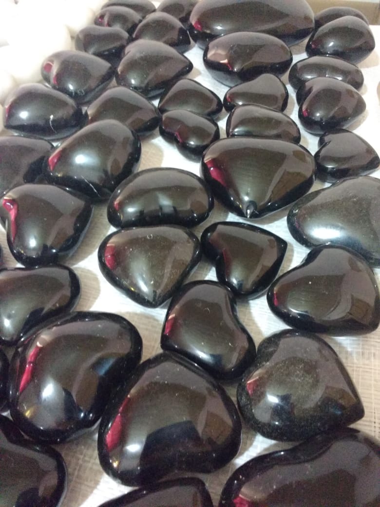 Stones from Uruguay - Black Obsidian Hearts