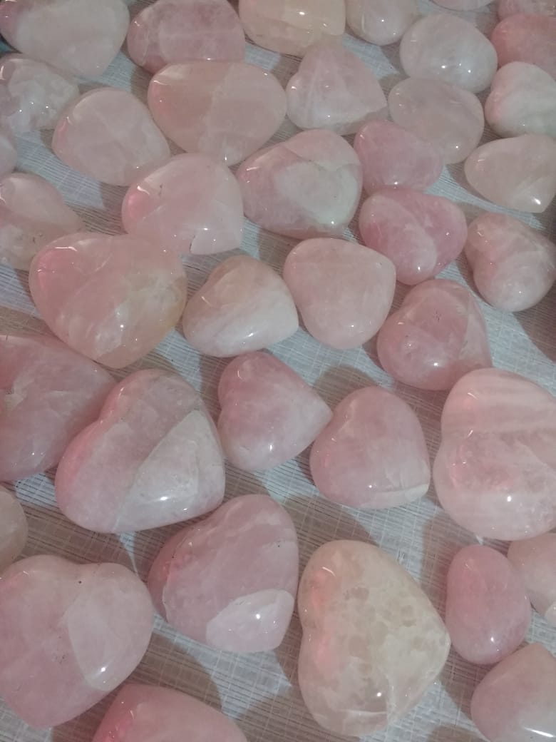 Stones from Uruguay - Rose Quartz Hearts for Decoration, Gift and Home