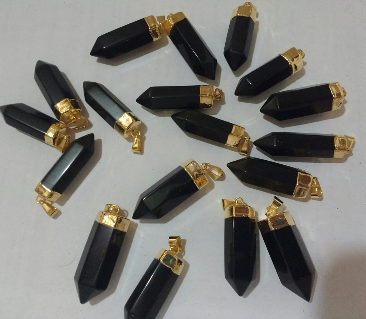 Stones from Uruguay - Black Obsidian Pendumum Points, 30mm
