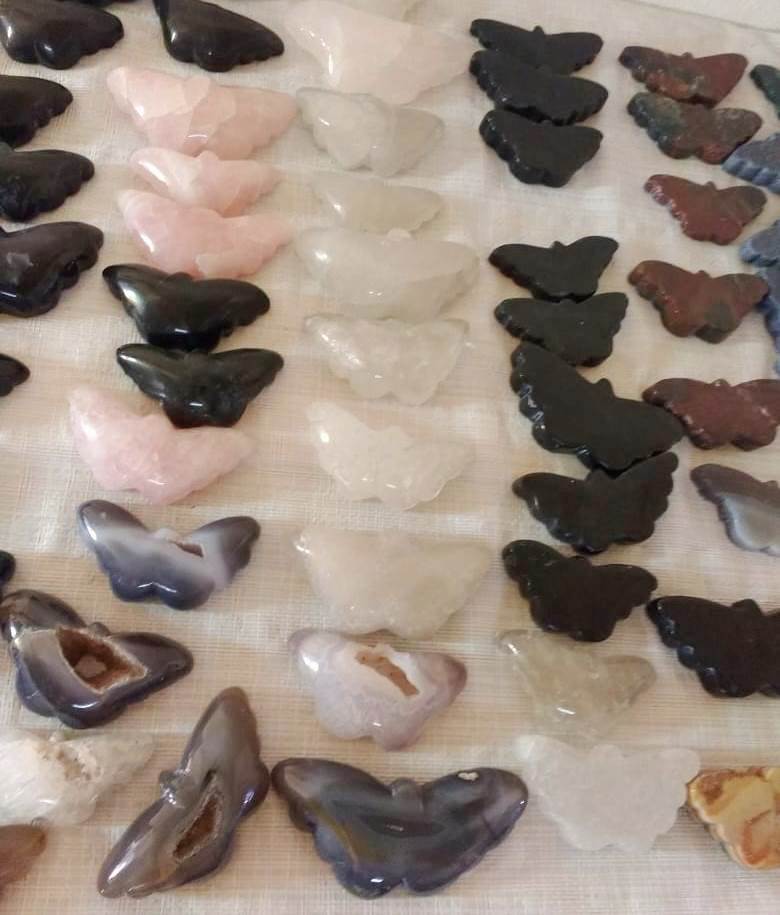 Stones from Uruguay - Quartz Gemstone Butterfly Cabochon Shapes for Metaphysical, Home, Decoration and Concentration( flat top and bottom)