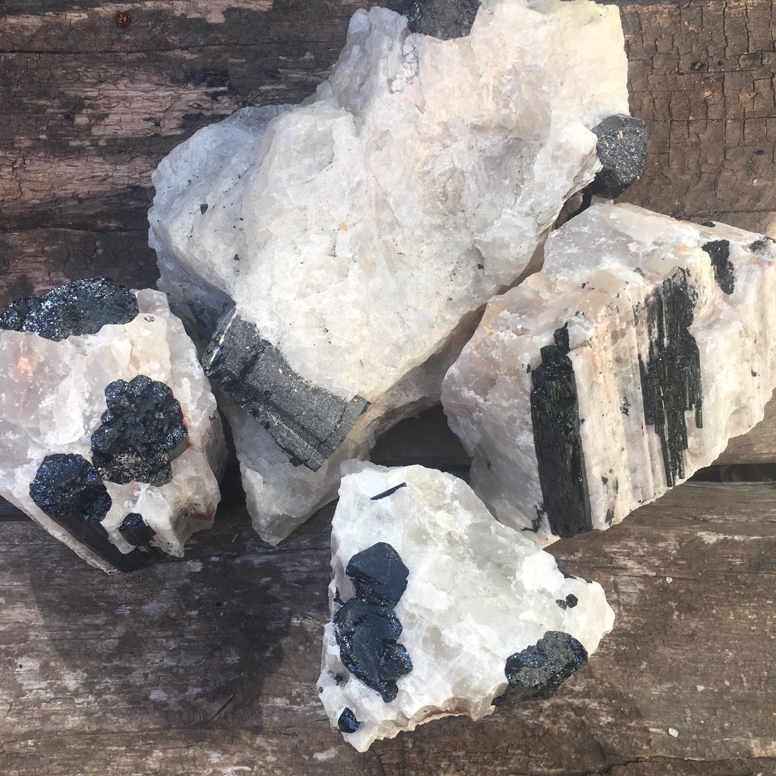Stones from Uruguay - Black Tourmaline in Quartz Matrix - Black Tourmaline on a Quartz Matrix