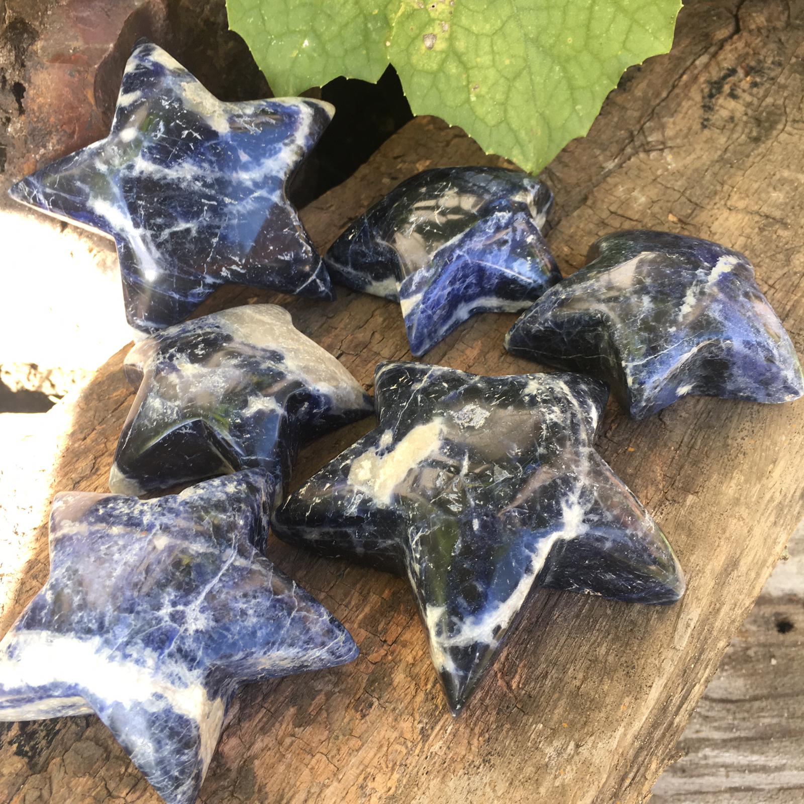Stones from Uruguay - Sodalite Star Cabochons for Gift- Home- Decoration, 7-10cm