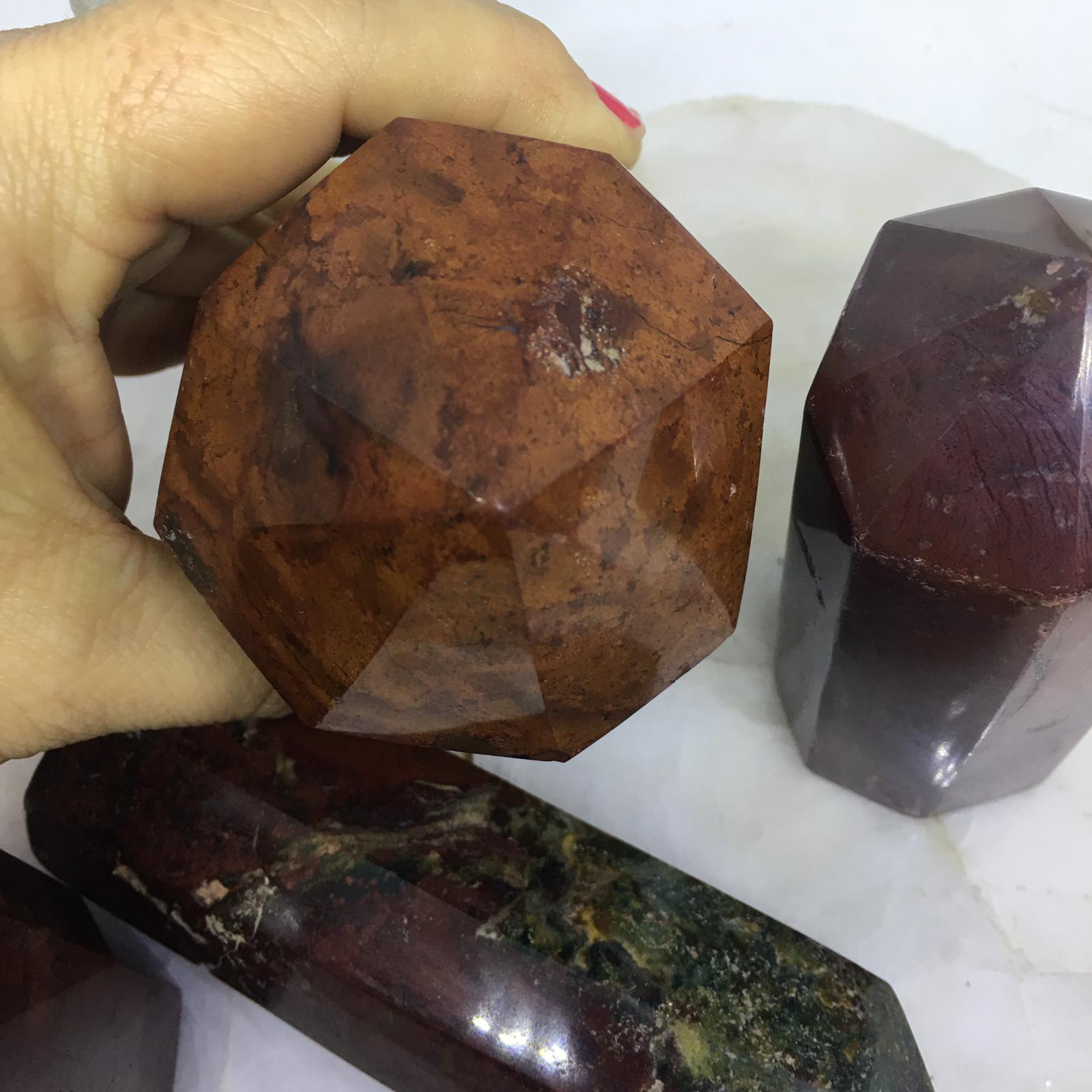 Stones from Uruguay - Pampa Red Jasper Points with Eight-Sided Faces