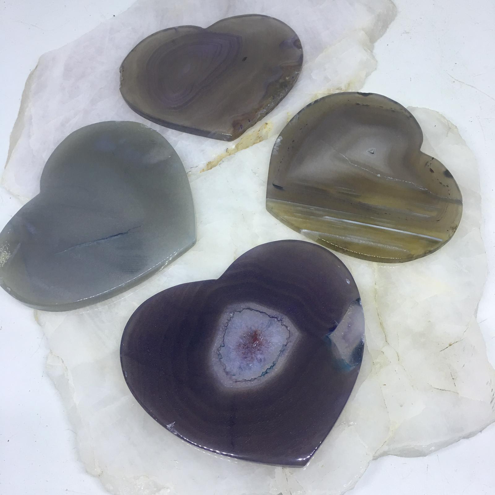 Stones from Uruguay - Natural Agate Heart Drink Coasters