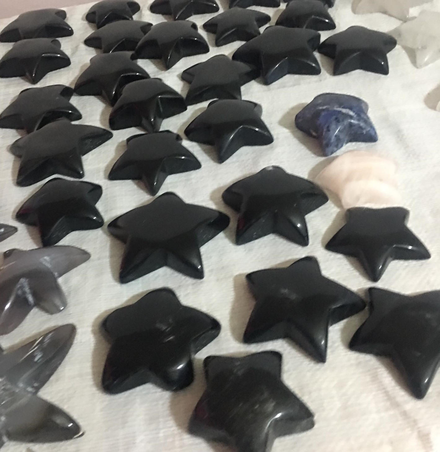 Stones from Uruguay - Black Obsidian Star Cabochons from 7-10cm