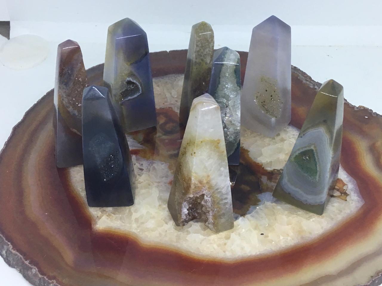 Stones from Uruguay - Agate Geode Druzy Obelisks  for Jewelry Making or Wire Wrapped