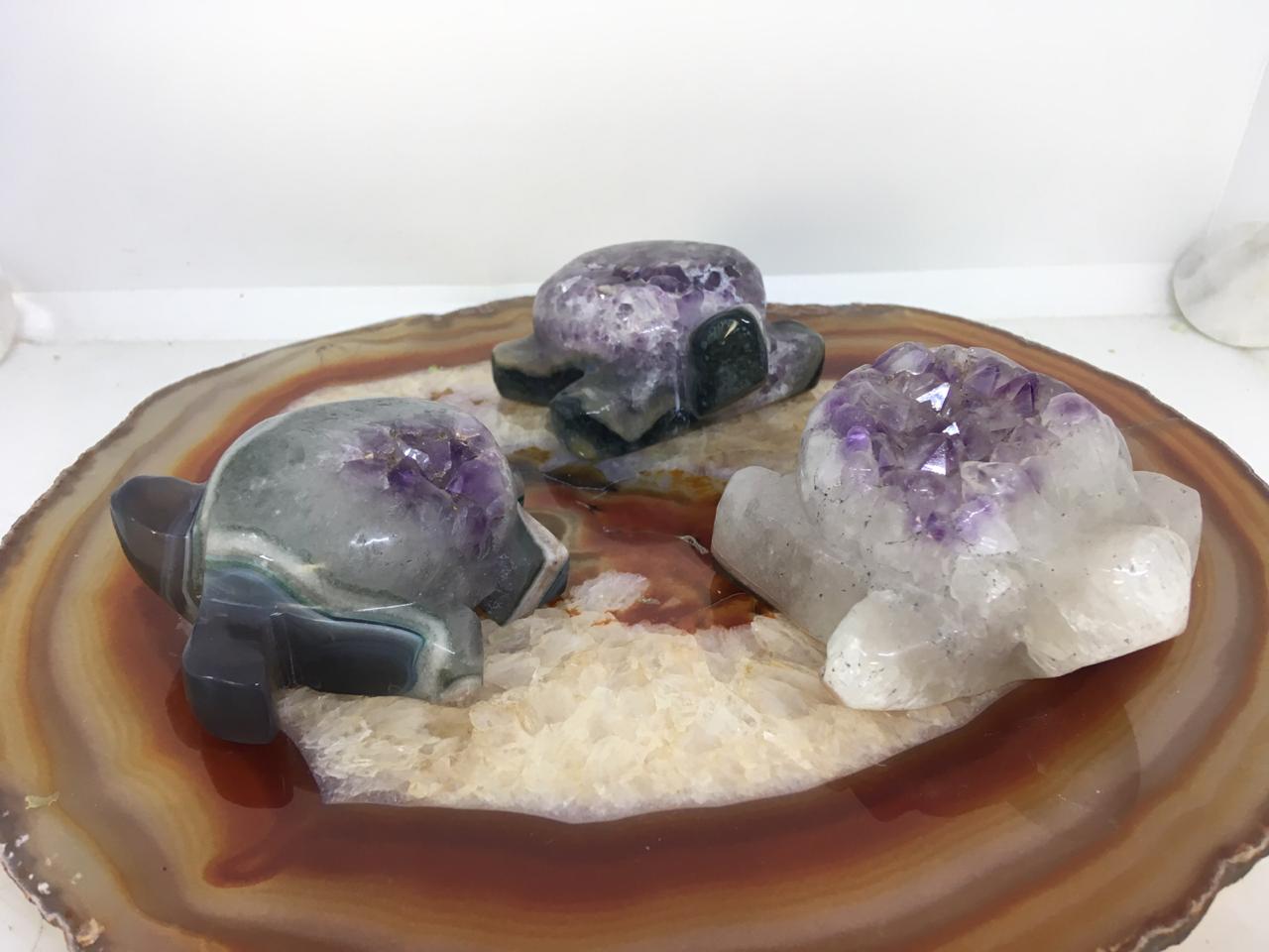 Stones from Uruguay - Amethyst Cluster Turtle Cabochons, 7-10cm