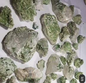 Stones from Uruguay - Green Tourmaline  in Matrix - Green Tourmaline in Quartz Matrix 