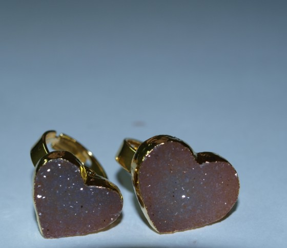 Stones from Uruguay - Ring with Druzy Heart