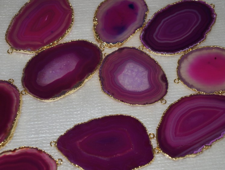 Stones from Uruguay - Pink Agate Slices Connectors