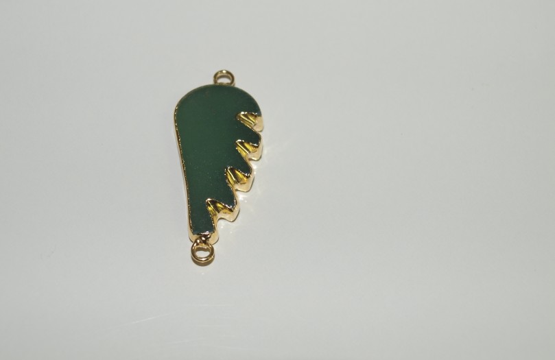 Stones from Uruguay - Green Aventurine Wing Connector with Gold Plating