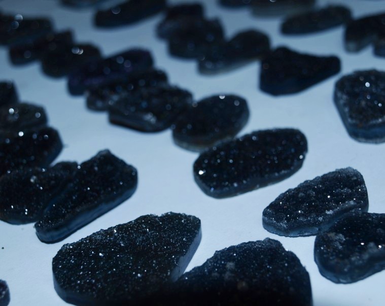 Stones from Uruguay - Natural Black Druzy Free Form (36-50mm)